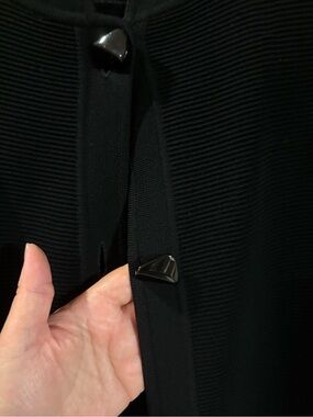 Misook Black Ribbed Top with Branded Neck Label